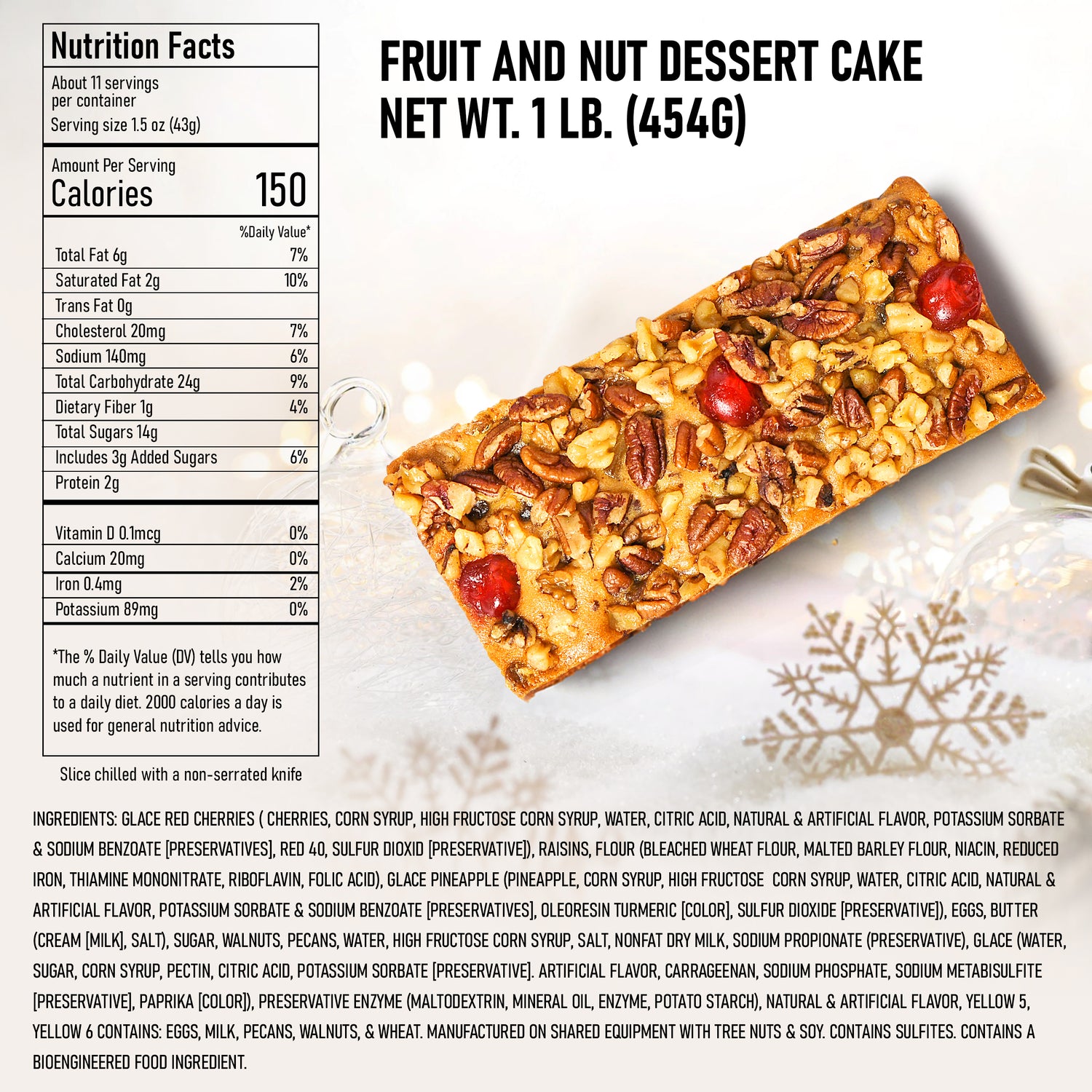 Unwrap the magic of the holidays with our 1lb Gourmet Christmas Fruit Cake in a decorative festive tin. Ingredients list