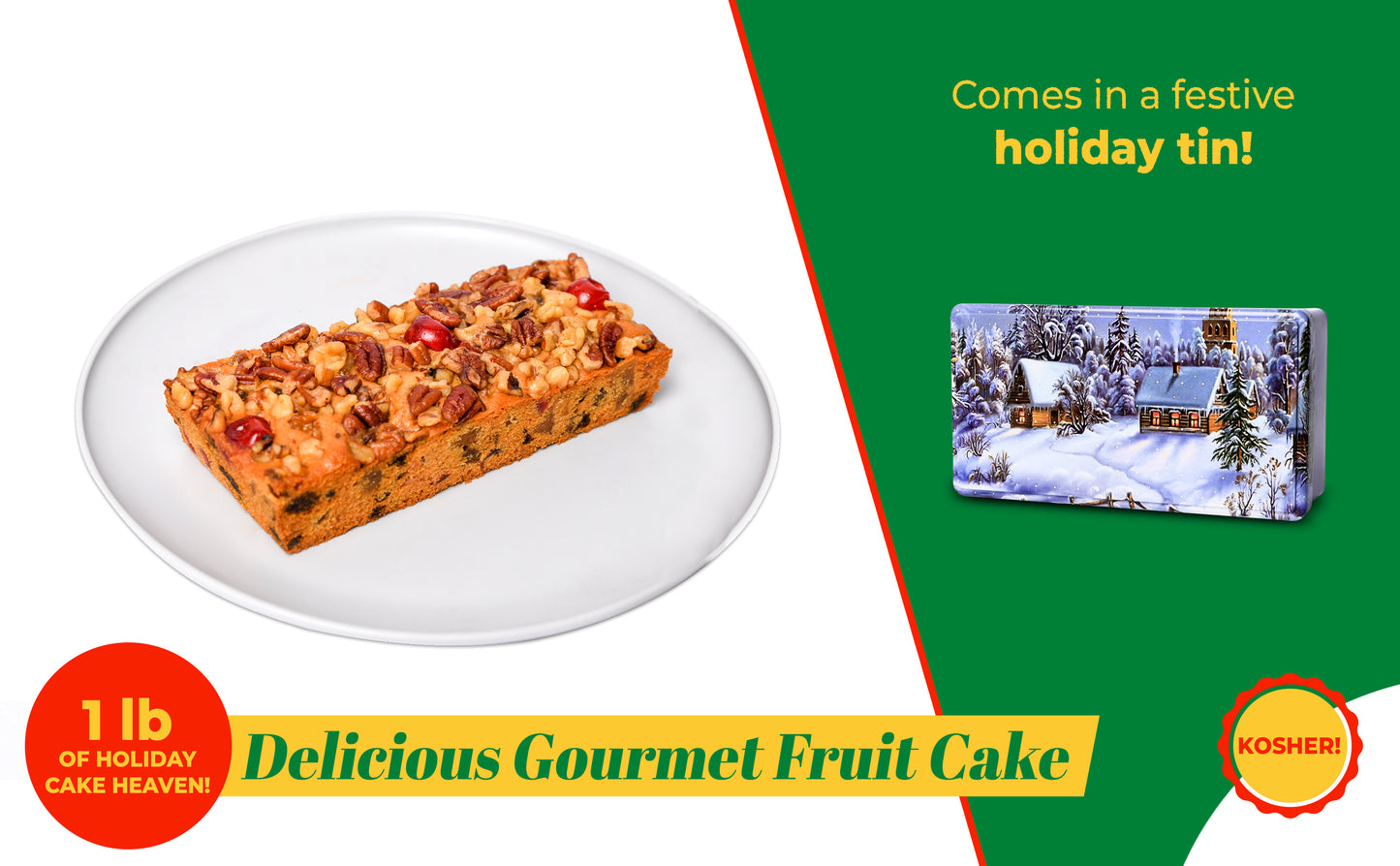 Experience the Magic: Our 1lb Gourmet Christmas Fruit Cake with Festive Tin - Now Available!