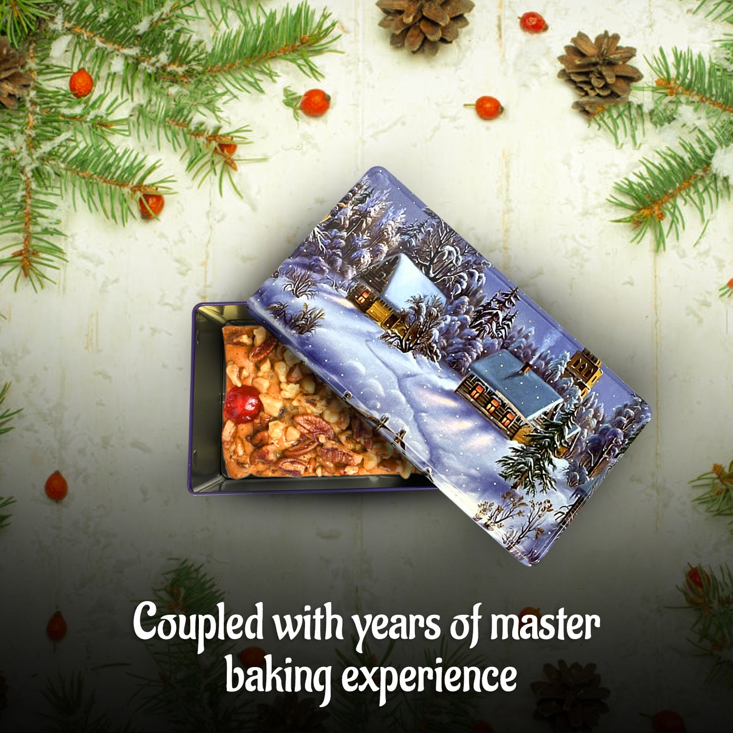 Experience the Magic: Our 1lb Gourmet Christmas Fruit Cake with Festive Tin - Now Available!